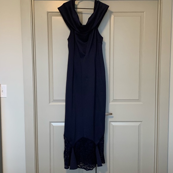 ASOS Curve Scuba Bardot Lace Pephem Maxi Dress - Picture 1 of 6